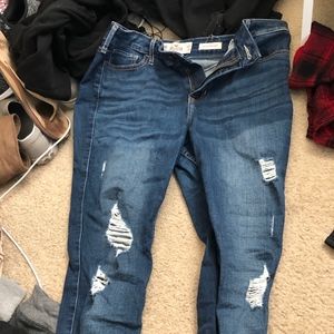 dark ripped high rise super skinny jeans